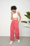 Kadın Cupra Kumaş Cepli Dökümlü Şalvar Pantolon - Kiremit