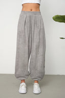 Kadın Cupra Kumaş Cepli Dökümlü Şalvar Pantolon - Gri