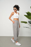 Kadın Cupra Kumaş Cepli Dökümlü Şalvar Pantolon - Gri