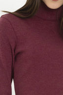 Kaşkorse Balıkçı Yaka Yırtmaçlı Örme Uzun Elbise - Bordo