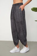 Kadın Cupra Kumaş Cepli Dökümlü Şalvar Pantolon - Antrasit