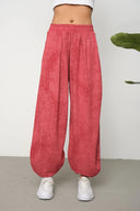 Kadın Cupra Kumaş Cepli Dökümlü Şalvar Pantolon - Kiremit