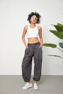 Kadın Cupra Kumaş Cepli Dökümlü Şalvar Pantolon - Antrasit