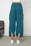 Kadın Cupra Kumaş Cepli Dökümlü Şalvar Pantolon - Petrol