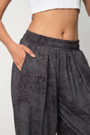 Kadın Cupra Kumaş Cepli Dökümlü Şalvar Pantolon - Antrasit