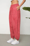 Kadın Cupra Kumaş Cepli Dökümlü Şalvar Pantolon - Kiremit