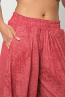 Kadın Cupra Kumaş Cepli Dökümlü Şalvar Pantolon - Kiremit