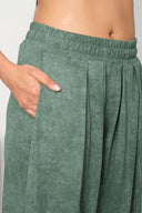 Kadın Cupra Kumaş Cepli Dökümlü Şalvar Pantolon - Yeşil