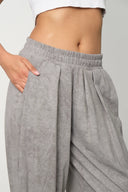 Kadın Cupra Kumaş Cepli Dökümlü Şalvar Pantolon - Gri