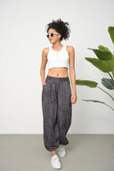 Kadın Cupra Kumaş Cepli Dökümlü Şalvar Pantolon - Antrasit