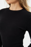 Kadın Dik Yaka Bodycon Uzun Kollu Örme Kaşkorse Mini Boy Elbise - Siyah