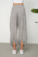 Kadın Cupra Kumaş Cepli Dökümlü Şalvar Pantolon - Gri