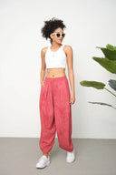 Kadın Cupra Kumaş Cepli Dökümlü Şalvar Pantolon - Kiremit