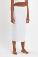 Uzun Beli Lastikli Etek Astarı İçlik Jüpon Kombinezon - Beyaz