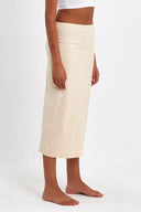 Uzun Beli Lastikli Etek Astarı İçlik Jüpon Kombinezon - Ekru