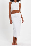 Uzun Beli Lastikli Etek Astarı İçlik Jüpon Kombinezon - Beyaz