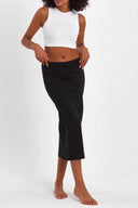 Uzun Beli Lastikli Etek Astarı İçlik Jüpon Kombinezon - Siyah