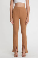 Kadın Kaşkorse Yırtmaçlı Tayt Pantolon - Camel