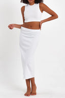 Uzun Beli Lastikli Etek Astarı İçlik Jüpon Kombinezon - Beyaz