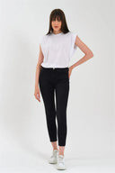 Kadın Kolsuz Basic Örme T-shirt - Beyaz