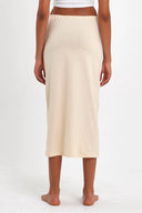 Uzun Beli Lastikli Etek Astarı İçlik Jüpon Kombinezon - Ekru