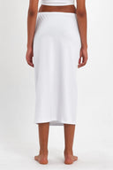 Uzun Beli Lastikli Etek Astarı İçlik Jüpon Kombinezon - Beyaz